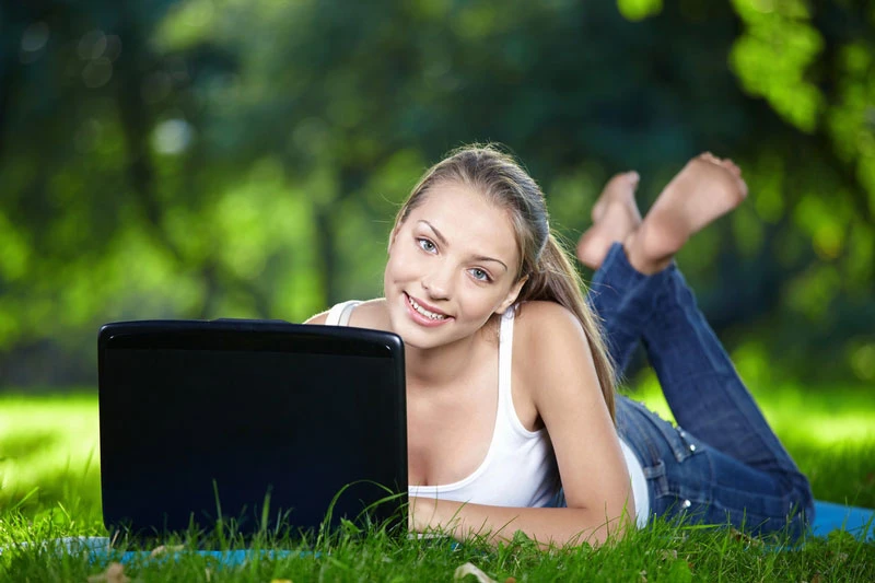 young woman with laptop