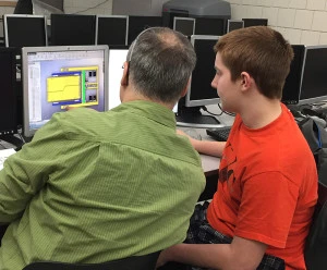 Al & Hunter working on Solid Works