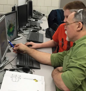 Al & Hunter working on Solid Works