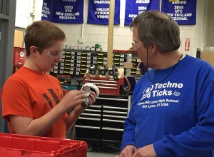 Hunter with Mr Bozenhard checking out the intake wheel