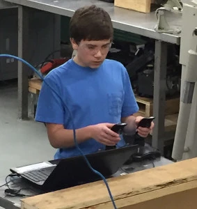 Morgan Greehoe testing the controllers